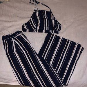F21 2 Piece Set Crop Top & Flare Pants